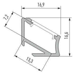 Profil aluminiowy narożnikowy do taśm LED LUMINES typ H - srebrny - 1 metr