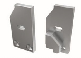 Zaślepka aluminiowa z otworem do profilu LED I6 - srebrna - lewa - do szyby 8mm