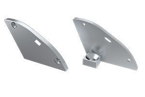 Zaślepka aluminiowa z podporą i otworem 30st. lewa - srebrna