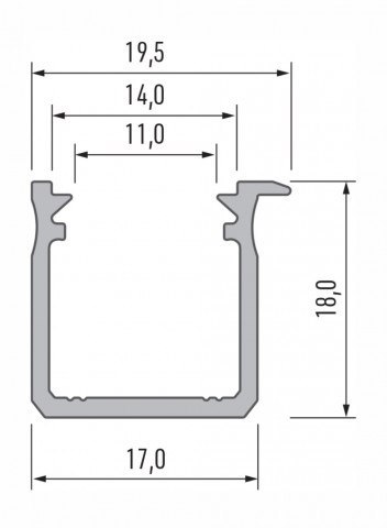 Profil LED wpuszczany J biały - 2m Profil LED wpuszczany J biały - 2m
