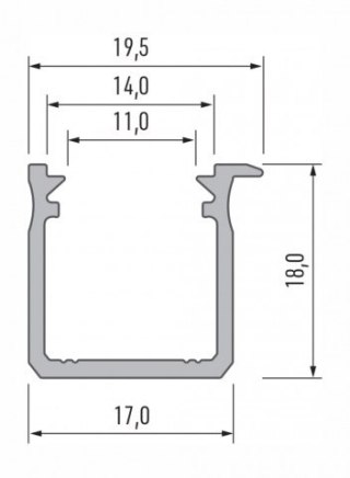 Profil LED wpuszczany J surowy - 2m