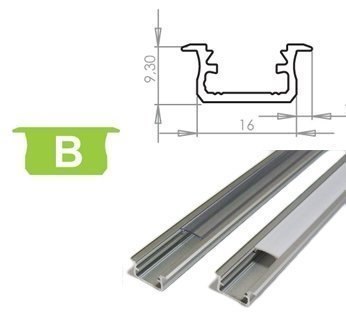Profil aluminiowy do taśm LED srebrny - wpuszczany typ B LUMINES - 1 metr