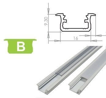Profil aluminiowy do taśm LED surowy - wpuszczany typ B LUMINES - 2 metry