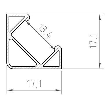 Profil LED kątowy P3-1 srebrny - 2m Profil LED kątowy P3-1 srebrny - 2m