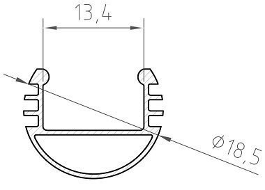 Profil LED okrągły P8-1 srebrny - 2m Profil LED okrągły P8-1 srebrny - 2m