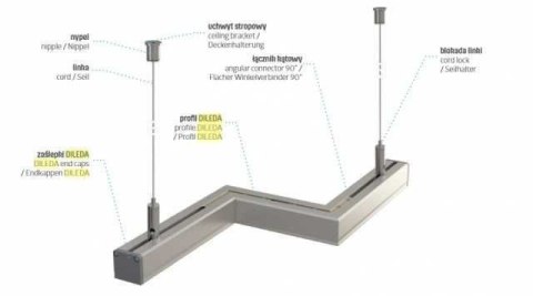 Profil aluminiowy do taśm LED - DILEDA - srebrny anodowany - 1 metr Profil aluminiowy do taśm LED - DILEDA - srebrny anodowany - 1 metr