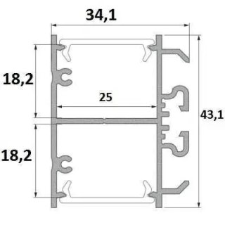 Profil aluminiowy do taśm LED - DOPIO - srebrny anodowany - 1 metr