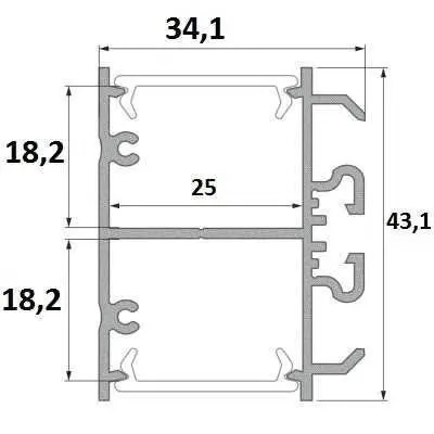 Profil aluminiowy do taśm LED - DOPIO - srebrny anodowany - 1 metr Profil aluminiowy do taśm LED - DOPIO - srebrny anodowany - 1 metr