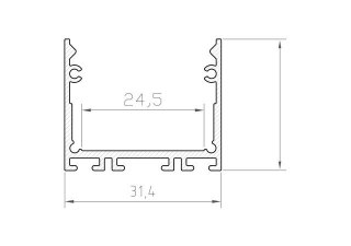 Profil LED architektoniczny P22-3 srebrny - 1m