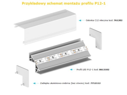 Profil LED podtynkowy P12-1 srebrny - 2m