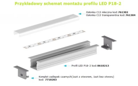 Profil LED wpuszczany P18-2 czarny - 2m Profil LED wpuszczany P18-2 czarny - 2m