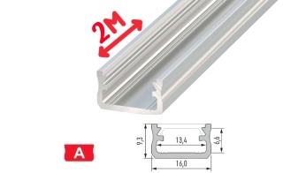 Profil aluminiowy do taśm LED - zewnętrzny typ A LUMINES - surowy - 2 metry