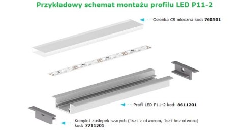 Profil hermetyczny LED P11-2 srebrny - 1m Profil hermetyczny LED P11-2 srebrny - 1m