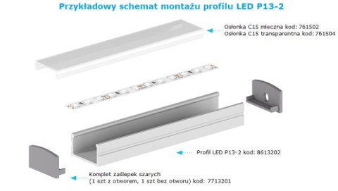 Profil nawierzchniowy LED P13-2 srebrny - 2m Profil nawierzchniowy LED P13-2 srebrny - 2m