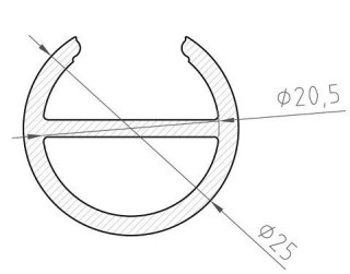 Profil okrągły LED P19-1 chromowany - 2m