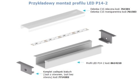 Profil podtynkowy LED P14-2 biały - 1m