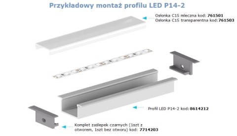 Profil podtynkowy LED P14-2 czarny - 1m Profil podtynkowy LED P14-2 czarny - 1m
