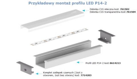 Profil podtynkowy LED P14-2 czarny - 2m Profil podtynkowy LED P14-2 czarny - 2m