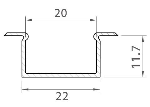 Profil podtynkowy LED P14-2 srebrny - 1m Profil podtynkowy LED P14-2 srebrny - 1m