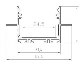 Profil sufitowy LED P22-2 srebrny - 1m