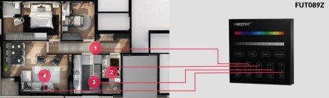 Mi.Light PANEL naścienny 4-STREFOWY RGB+WW+CW | czarny