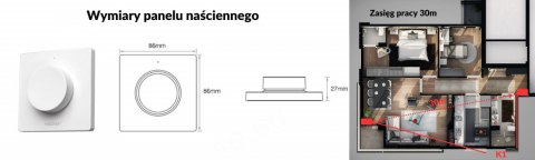 PANEL MONO/CCT NAŚCIENNY, POKRĘTŁO CR2032 K1