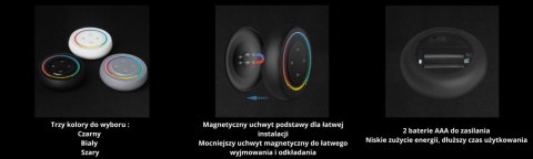 PANEL NAŚCIENNY RGB+CCT OKRĄGŁY 1-STREFOWY 2XAAA BIAŁY S2-W