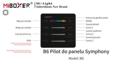 Panel Ścienny B6 Miboxer Pilot do taśm LED Cyfrowych B6-B