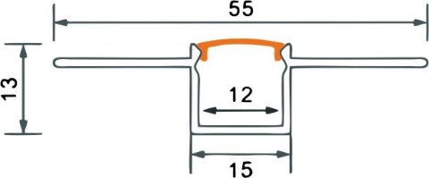 Profil GK 2m srebrny Anodowany podtynkowy klosz mleczny i zaślepki SMD20636EC