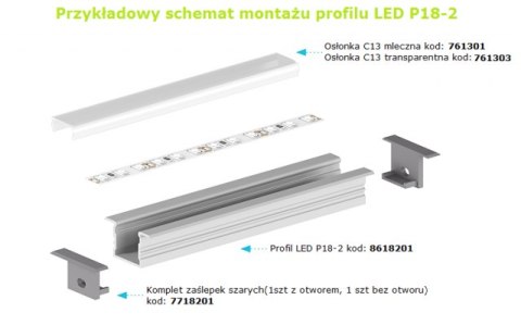 Profil LED wpuszczany P18-2 srebrny - 1m