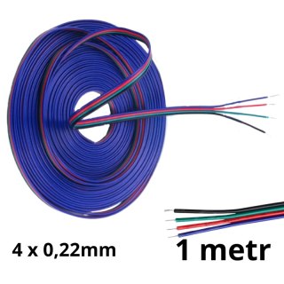 Przewód do taśm Led RGB 4 x 0,22mm 1 metr