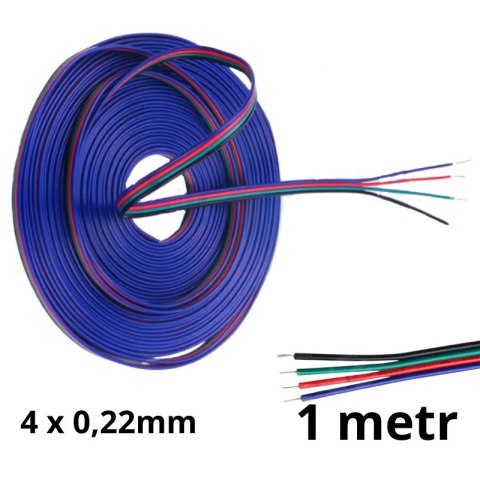 Przewód do taśm Led RGB 4 x 0,22mm 1 metr
