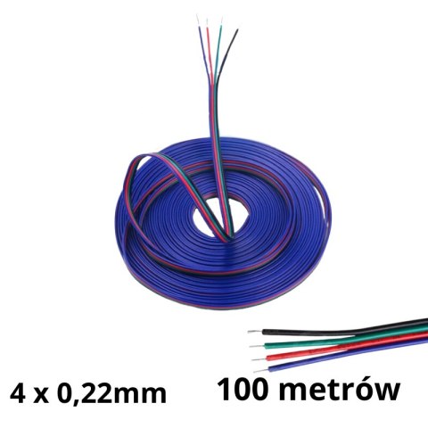 Przewód do taśm Led RGB 4 x 0,22mm - rolka 100 metrów