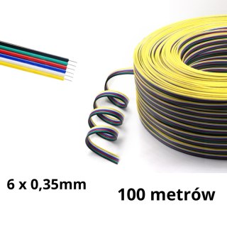 Przewód do taśm Led RGBCCT 6 x 0,35mm - rolka 100 metrów