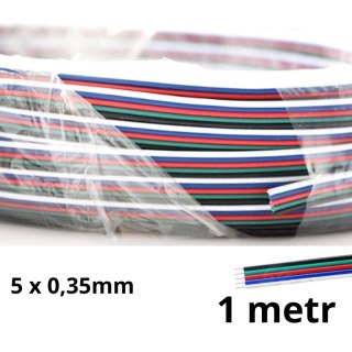 Przewód do taśm Led RGBW 5 x 0,35mm 1 metr