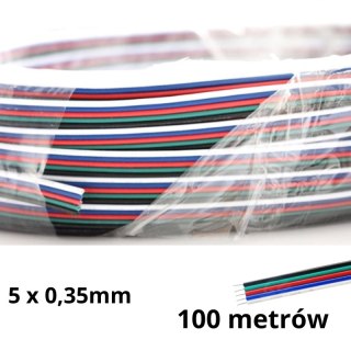 Przewód do taśm Led RGBW 5 x 0,35mm - rolka 100 metrów