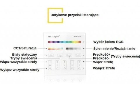 Sterownik Mi-Light B4 2xAAA RGB/CCT - 4 strefy
