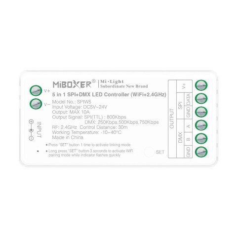 Sterownik cyfrowy SPI+DMX WI-FI+2.4G SPIW5 10A 5w1