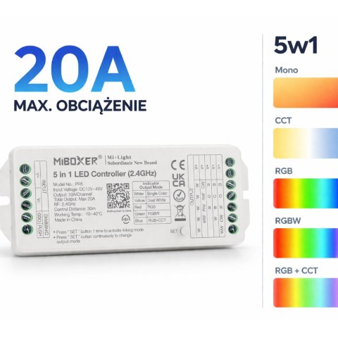 Sterownik do taśm LED PR5 RF 2.4G 20A 5in1 MiBoxer