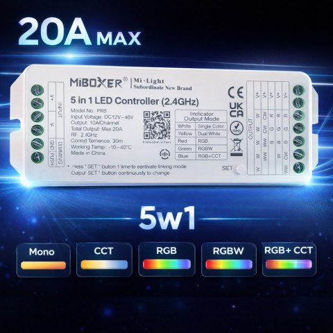Sterownik do taśm LED PR5 RF 2.4G 20A 5in1 MiBoxer