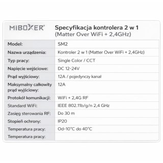 Sterownik do taśm smart home 2w1 WiFi Matter Over SM2