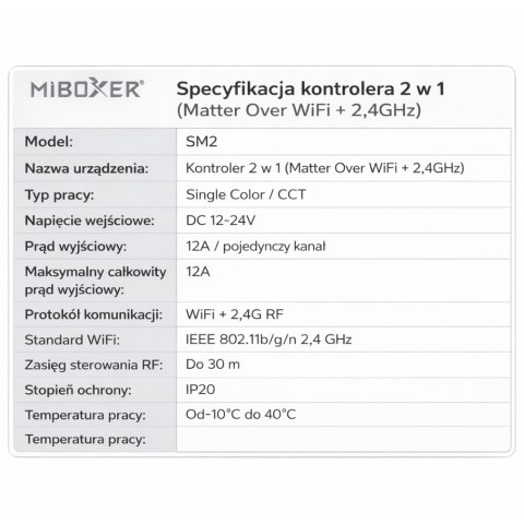 Sterownik do taśm smart home 2w1 WiFi Matter Over SM2