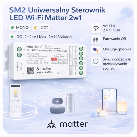 Sterownik do taśm smart home 2w1 WiFi Matter Over SM2