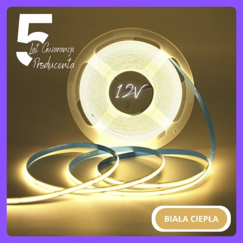 Taśma LED COB 12V 1 metr Ciepła 9W ip20 480