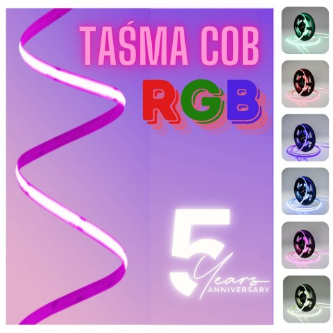 Taśma LED COB 12V 1 metrowa RGB 15W ip20 810 -mocna gęsta