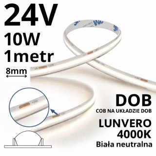 Taśma LED COB DOB Lunvero 10W linia światła 24V 4000K 8mm -1metr