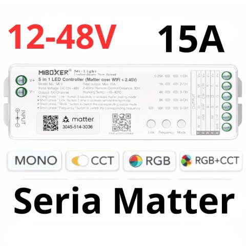 Uniwersalny Sterownik do taśm smart home 5W1 WiFi Matter Over ML5