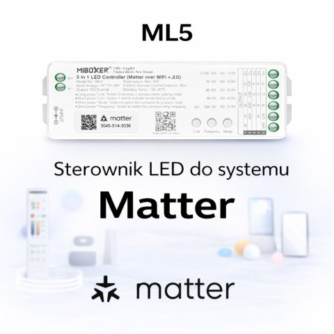 Uniwersalny Sterownik do taśm smart home 5W1 WiFi Matter Over ML5