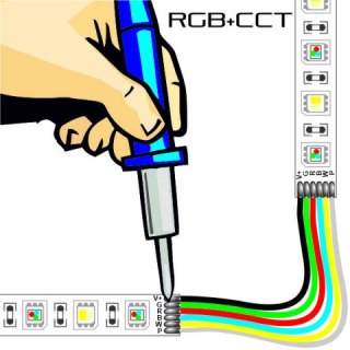 Usługa dolutowania przewodu długości +/- 10cm pomiędzy dwoma odcinkami taśmy RGB+CCT