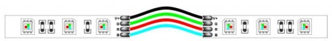 Usługa dolutowania przewodu długości +/- 10cm pomiędzy dwoma odcinkami taśmy RGB